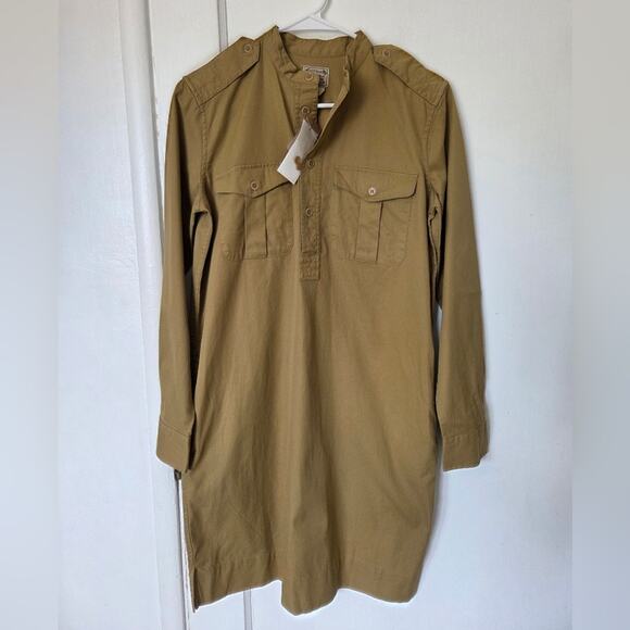 Polo Ralph Lauren Khaki Tan Long Sleeve Shirt Dress Small 4 NWT - Picture 1 of 6